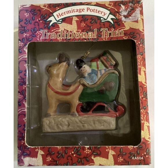 Hermitage Pottery Fine Porcelain Christmas Ornament Keepsake in Box - Picture 1 of 6